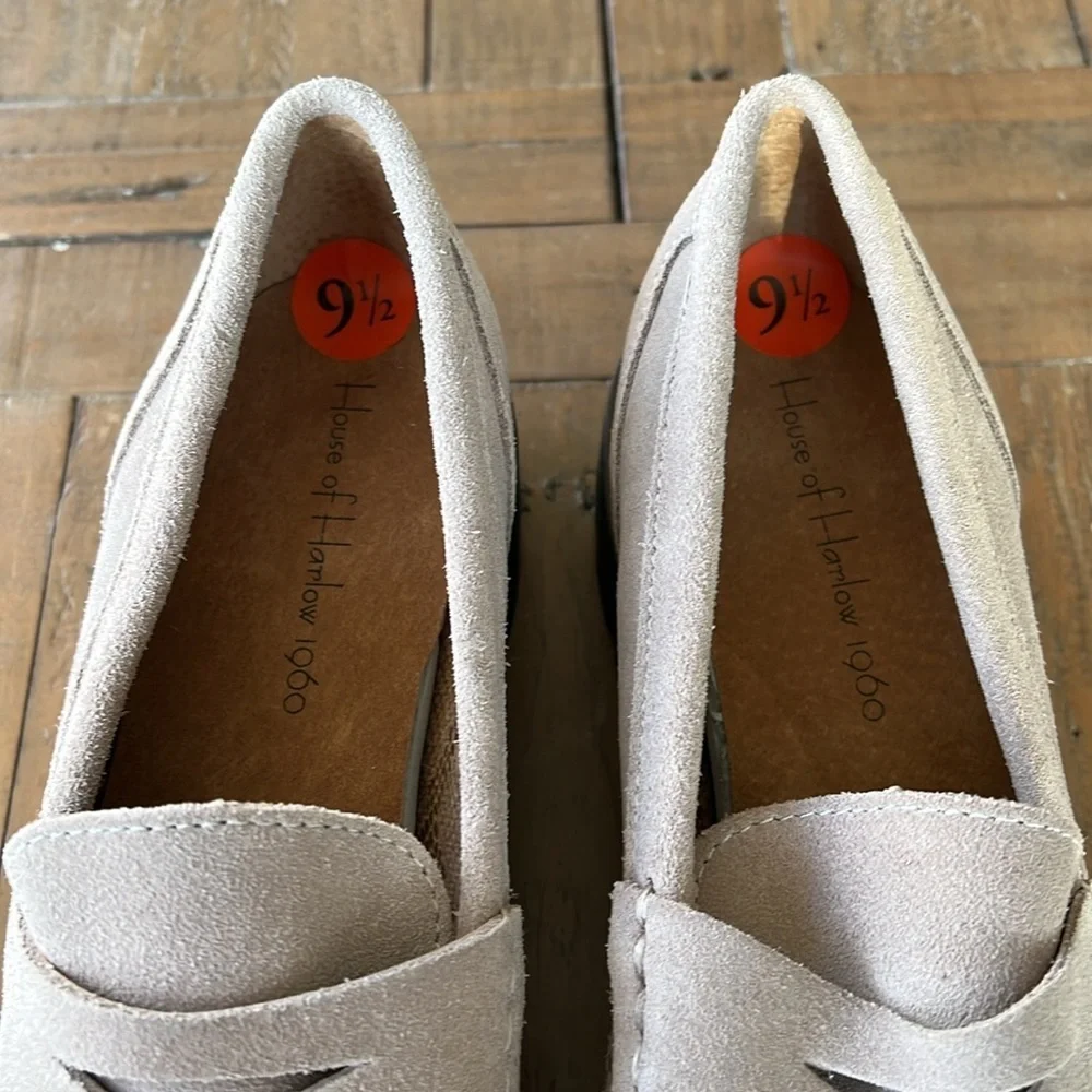 House of Harlow 1960 gunner light taupe gray suede platform loafers - Picture 4 of 9